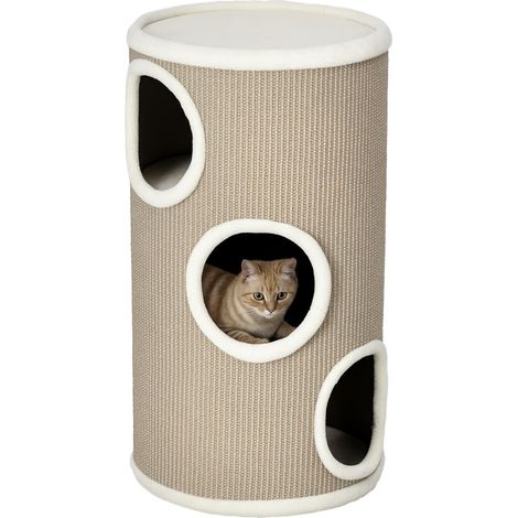 Tour griffoir pour chat 3 niveaux pour jouer et dormir, revêtement sisal et peluche Ø38x70cm marron d'intérieur (1/5)