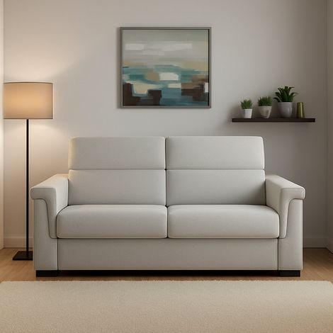 Sofá Cama 2 Plazas Rigolato, Desenfundable, con Cajón Hecho en Italia, Apertura Abatible, 185x95 cm Gris Claro (1/5)