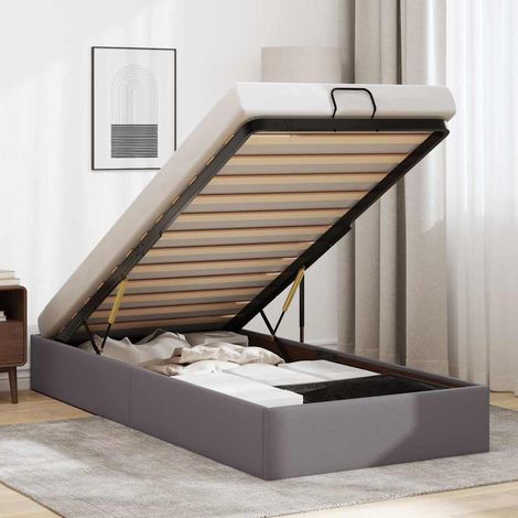 Ottoman-Bett ohne Matratze Grau 100x200 cm Kunstleder