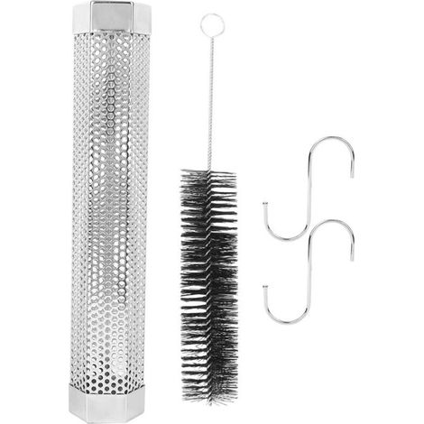 Tube à Fumée Hexagonale en Acier Inoxydable 12in pour Barbecue avec Crochet Brosse