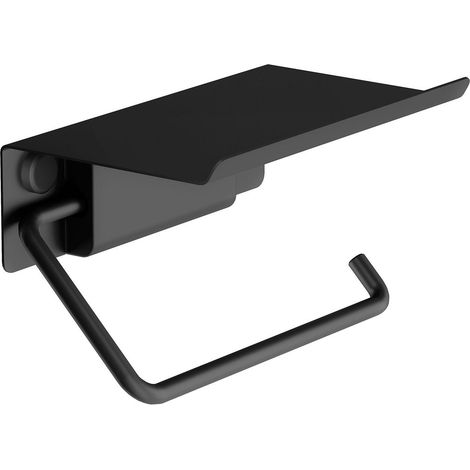 COSMIC Toilet Roll Holder with Lid, Screw-in or Self-adhesive, Matt Black, NEXT