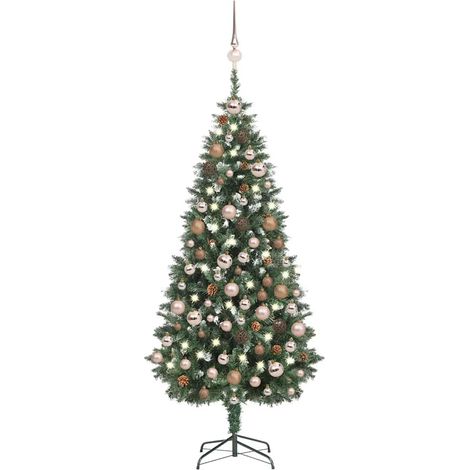 Sapin de Noël artificiel Arbre de Noël lumineux LED et boules et pommes de pin 180 cm 79354 (1/5)