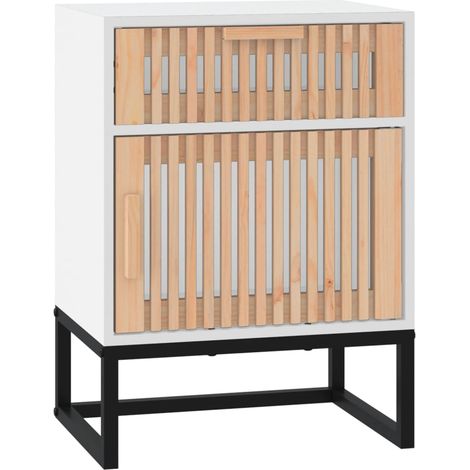 Comodino con cassetto e vano con anta 40 x 30 x 55,5 cm MDF bianco e ferro DEC033342