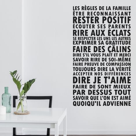 Sticker Mural - Citation Règles de la famille - 227x395 cm - Noir (1/3)