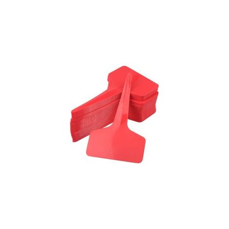 100 wasserfeste, rote Kunststoff-Pflanzenstecker (10 x 6 cm) für den Einsatz im Gemüsegarten. – Crezuo