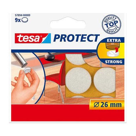 TESA PROTECT - PROTECTOR DE FIELTRO (26 MM DE DIÁMETRO, 9 UNIDADES), COLOR BLANCO (1/2)