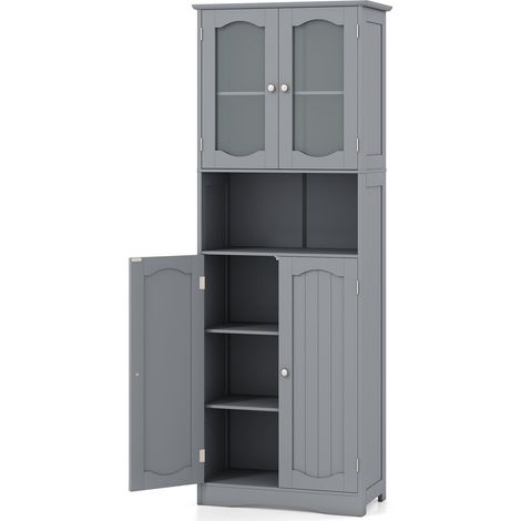 Freestanding Bathroom Cabinet with 4 Doors, Adjustable Shelves (1/5)