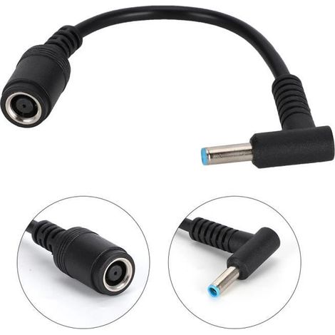 Adaptateur secteur pour HP Ultrabook 7,4 x 5,0 femelle à 4,5 x 3,0 mâle coude avec ligne de conversion de broches -YEL