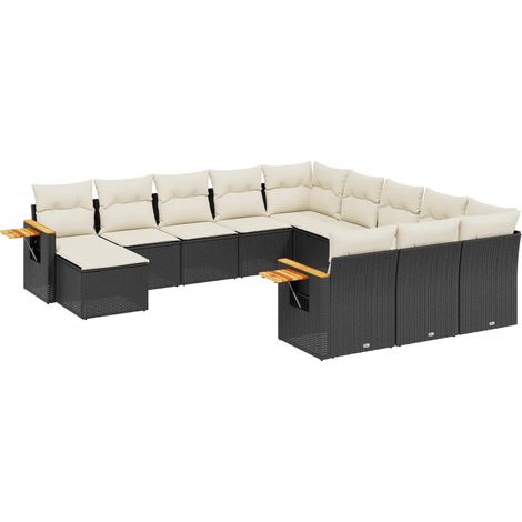 Maison Exclusive - Patio Sofa Set 10 plaza Black and Cream (1/5)
