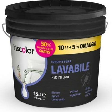 Idropittura Lavabile Bianca 10+5 l Iriscolor