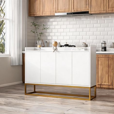 Buffet coloris blanc en panneau de particules 120 x 30 x 80 cm (1/5)