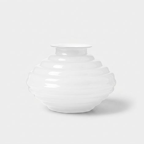 Vaso decorativo ovale in vetro Made in Italy Anelli 20 - Bianco (1/2)