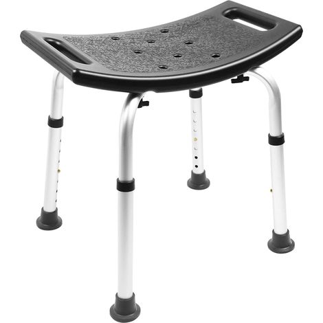 Tabouret de douche - 1 unité - Aluminium - Réglable 7 positions - Personnes âgées - Noir (1/5)