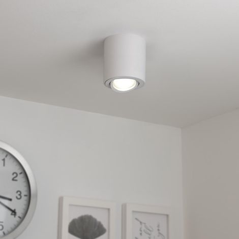 Runder Aufbaustrahler schwenkbar Deckenbeleuchtung - Farbe: weiß - LED Leuchtmittel: GU10 5W Neutralweiß 230V 40° (1/5)