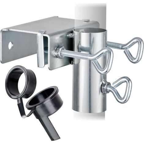 Support Parasol en Acier Galvanisé, Fixation Réglable pour Balustrade & Parapet de Balcon Massif et Stable (1/4)