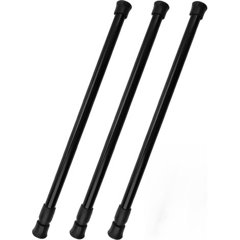 3 PCS Tringle Rideau Extensible barre rideau sans perçage, Ajustables: Barre Extensible Sans Perçage, Tringles à Rideaux à Ressort Courtes 1.3cm, pour Armoires, Fenêtres, Bibliothèque(noir) (1/5)