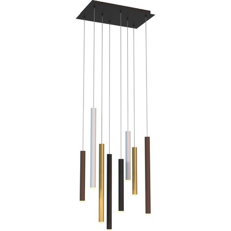 Inspired Mantra Cala Lámpara colgante rectangular de 8 luces, LED de 48 W, 3000 K, 3360 lm, blanco arena/negro arena/dorado/marrón óxido, 3 años de garantía (1/4)