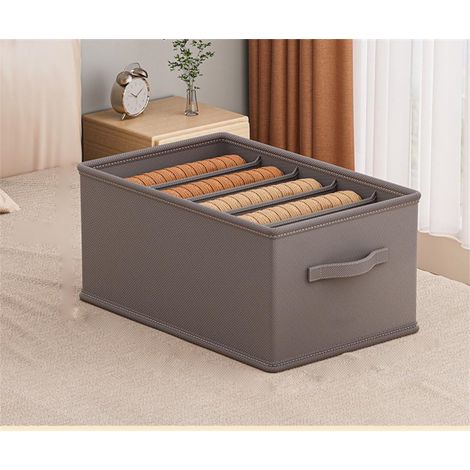 Boîte de rangement pour armoire avec séparateurs, pliable, idéale pour l'organisation de la maison et le rangement(Gris, 5 compartiments)