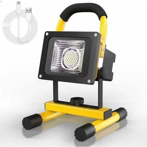 Projecteur LED Rechargeable 30W 2500LM Projecteur Chantier 6000mAh Lumiere LED Sans Fil Exterieur Projecteur LED Batterie Projecteur LED Portable Lampe de Chantier Lampe de Travail avec USB