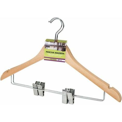 Set 2 Perchas Madera C/pinzas 44x24cm Confortime (1/2)