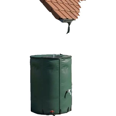 Serbatoio per la raccolta dell'acqua piovana, capacità 500 litri, design pieghevole, verde. (1/2)