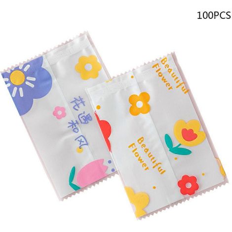 Sachet plastique pour gâteaux de lune avec impression fleurs délicates transparent (1/4)