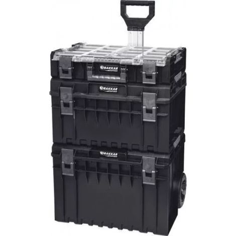 Drakkar Equipement – Servante d'atelier roulante COBOX 3 tiroirs – Poignée télescopique – Grandes roues caoutchoutées – Charge max 60 kg – Dimensions 600x460x835 mm (1/2)