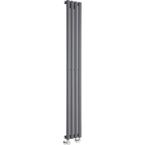 Milano Aruba Anthracite Vertical Column Single Oval Panel Radiator - 1600mm x 236mm (1/5)