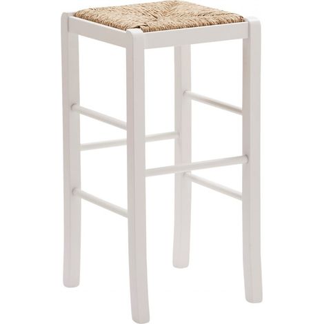 Sgabello modello Venezia Alto Seduta Paglia Bianco