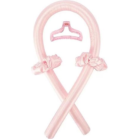 DigitalLAB-Bandeau à bigoudis sans chaleur, ruban de soie, bigoudis avec pince, effet ondulé naturel, idéal pour se coiffer la nuit, rose champagne