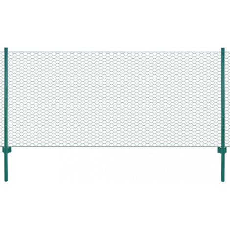 Maschendrahtzaun mit Pfosten Stahl 25 x 0,75 m Grün vidaXL (1/5)