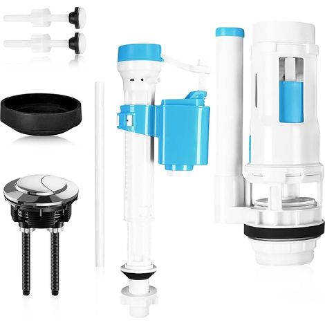 Kit de rechange pour système de chasse d'eau de toilette, pièces de chasse d'eau universelles, double valve de chasse d'eau réglable, chasse d'eau de rechange avec bouton poussoir pour réparation de (1/5)