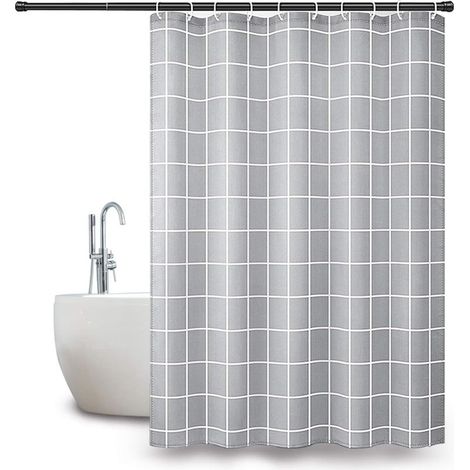 GROOFOO Rideau de Douche avec Conception de Treillis, Lavables, Séchage Rapide Anti-moisissure et Antibactérien pour Douche et Baignoire 180 x 180 cm (71 x 71 inch) (Grise) (1/4)