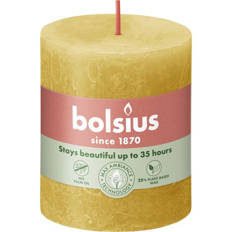 Bolsius Rustik Stumpenkerze honigwabengelb, Höhe 8 cm, Ø 6,8 cm Stumpen- und Kugelkerzen