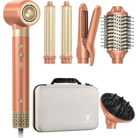 Air Styler 7 en 1, Seche Cheveux Ionique avec Brosse Soufflante, Boucleur 110,000TR/Min, Sèche Cheveux avec Lisseur Cheveux, Boucleur a Cheveux, Séchage Rapide, Diffuseur, Volume, Lissage, Boucles (1/5)