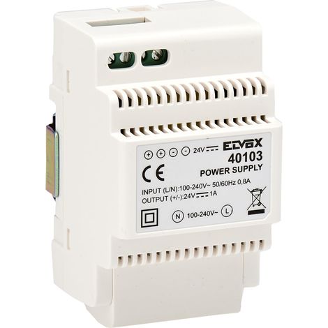 Vimar 40103 Alimentatore per Videocitofono con Uscita 24 V, Alimentazione 100-240 V 50/60 Hz, Installazione su Guida DIN (60715 Th35), 3 Moduli, Bianco (1/3)