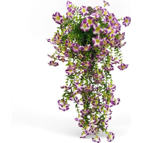 Set di 4 decorazioni murali per esterni, campanule artificiali, fogliame realistico da appendere, viola. (1/5)