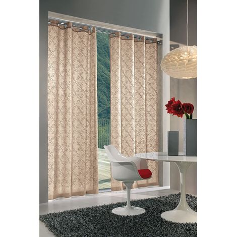 Tenda Ivy Tortora Ricamato 140 x 280 cm (1/2)