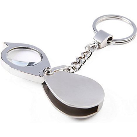 BEBUSINGOTO 10-fache Taschenlupe, Geschenk, Metall, faltbar, mit Schlüsselanhänger, Schmucklupe, 30-mm-Linse, zum Lesen von Karten, Etiketten, Basteln, bei Sehschwäche (1/5)