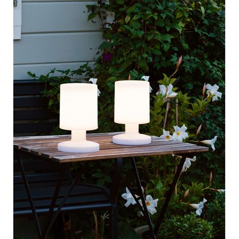 2er SET Akku LED Tischleuchten per USB aufladbar, Weiß Höhe 20cm (1/5)