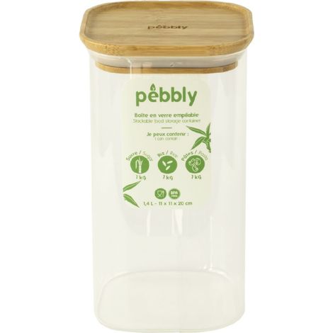 Pot De Conservation Carré 1,4l Bambou Hermétique, écologique, Design - Pebbly (1/3)
