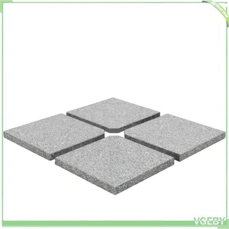 Plaques de poids de parasol - FAFEICY - Granit Gris Carré 100 kg - Granit - 47x47x4,5 cm - Lot de 4 (1/5)