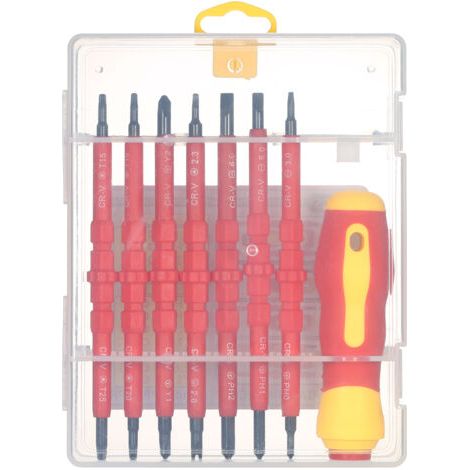Pair - Tournevis électricien Jeu de tournevis isolés interchangeables 7 en 1, 500V, avec Phillips magnétique et embouts fendus, Kit d'outils de réparation pour électricien (1/5)