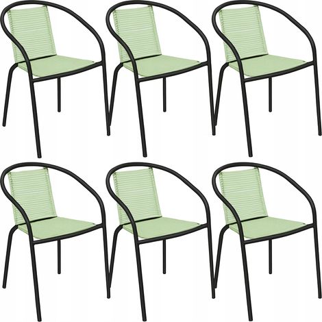 6 poltrone da giardino BISTRO in corda, comode sedie da giardino per balcone o giardino