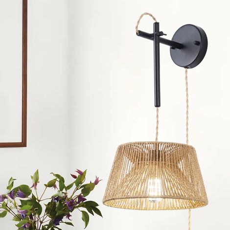 Ganeed Hanging Lamp Plug in Pendant Light Rattan Hanging Lights with Plug in Cord Hanging lamp Hanging Lights with Plug in Cord Hanging lamp for Living roon (1/5)