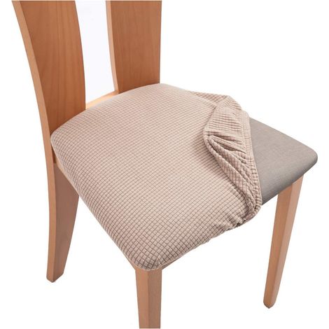 Housse de coussin de chaise de bureau à domicile, coussin de siège carré, housse anti-salissure, housse de chaise incurvée élastique, housse de tabouret, housse fendue-kaki (1/5)