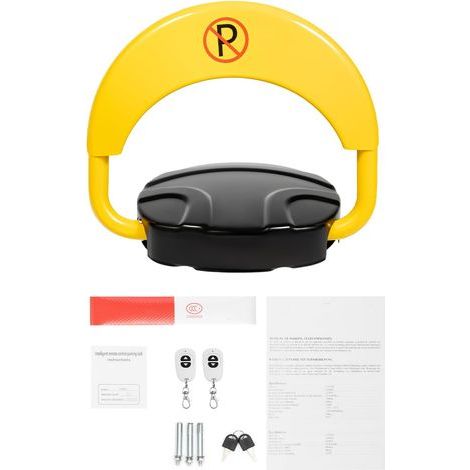 Barrière de parking électrique avec télécommande de 30 m - Rotation à 180 ° - Fonction d'alarme - Étanche - Noir/Jaune (1/5)