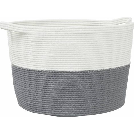 Panier à linge,Panier à vêtements gris et blanc Ø60x36 cm coton CFW437808 (1/5)
