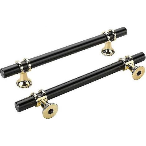 Ensemble de 6 poignées noires pour meubles de cuisine - Poignées de porte noires mates en alliage de zinc - Entraxe : 160 mm (1/5)
