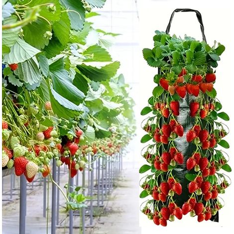 pot de fleur suspendu sac plantation vertical tridimensionnel trous cultiver des légumes-vert 1 8 (1/5)